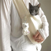 米白色猫包 小号(建议8斤内猫咪使用) 猫包外出便携宠物装猫的小型犬帆布包包单肩猫袋猫咪狗狗斜挎背包