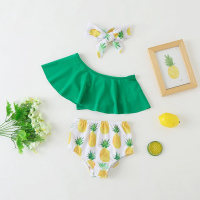 绿色泳衣(三件套) 80cm 女宝宝可爱游泳衣1-3周岁2儿童分体泳装4温泉5到6女童比基尼套装