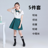 绿色女款短袖 100 中小学生大合唱表演服装儿童诗歌朗诵演出服英伦风校服幼儿园班服