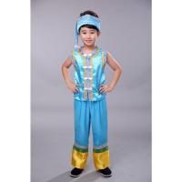 米蓝色 拼接男短三件套 170cm 56个少数民族服装儿童壮族三月三演出服装苗族女彝族畲族舞蹈服饰