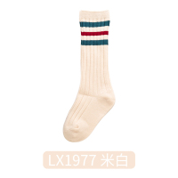 LX1977,米白色 1-3岁,脚长11-13 cm 儿童中筒袜男童袜子女童足球篮球轮滑长袜宝宝长筒白学生黑色春秋