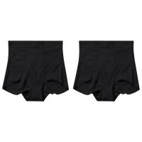 D8066中腰三角款-黑色+黑色 2XL(建议140-160斤) 高腰收腹内裤女收小肚子强力束腰提臀产后塑身大码安全裤夏