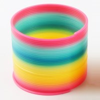(升级新款)7.5*6.3CM圆形 彩虹圈玩具弹簧发光弹力儿童拉环魔力七彩大人表演爱心蝴蝶小朋友