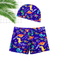 蓝色恐龙+泳帽 59cm(XL(建议40-50斤)) 儿童泳衣男童泳裤套装分体宝宝中大童男孩小童可爱幼儿小孩游泳装