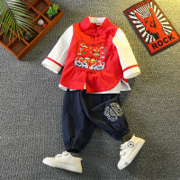 红色 100 儿童汉服男童春秋款唐装中国风古装套装宝宝春季幼儿园国学演出服