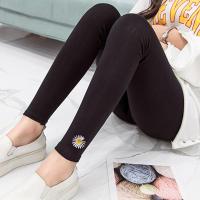 黑菊花高腰春秋[单件 发一件 M 孕妇打底裤春秋夏外穿宽松大码薄款托腹九分长裤子孕早中期孕妇装