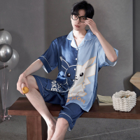 6501(高级感丝) [小码M]]建议身高155CM左右,体重85-100斤 睡衣男士夏季丝绸冰丝夏款短袖短裤家居服男款