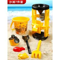 工程黄大沙漏桶7件 儿童沙滩车玩具套装沙漏宝宝挖沙铲子玩沙子沙池决明子工具推土车