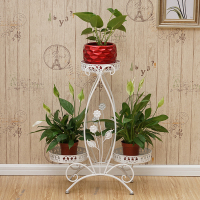 白色[固定款] 铁艺花架多层阳台落地式室内客厅移动花架子带轮绿萝吊兰花盆架子