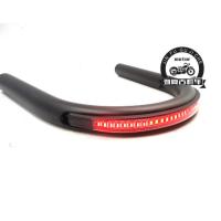 宽175长200带LED灯(平黑色) CG125/ZJ125弯管扶手黑色尾翼 GN125/GS125摩托车复古改装LED