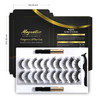 尖尾款 2mm 跨境十对装磁铁假睫毛10对装磁性眼线液睫毛magnetic eyelash磁铁