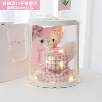 玲娜贝儿+创意花束+透明圆礼盒 +礼袋 高档花束玫瑰仿真花香皂花星黛露玲娜贝儿玩偶女朋友生日礼物女生