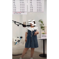 衬衫 S 建议80-90斤 单排扣蓝色牛仔连衣裙背心裙夏季大码胖mm藏肉显瘦小个子背带裙女