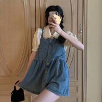 衬衣 S [可爱日系软妹学院风小个子温 中大童女装夏季两件套装/单件夏复古港味A字排扣牛仔背带裙吊带裙
