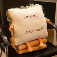 可爱 1*1.7米法兰绒毯子+午睡枕 车载抱枕被子两用高档办公室午睡枕头毯子二合一可收女生珊瑚绒