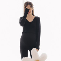 单件哺乳款-黑色 均码 孕妇哺乳秋衣秋冬打底上衣月子服冬季加绒加厚保暖内衣产后喂奶衣