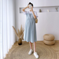 浅蓝色 M 孕妇连衣裙夏装潮妈夏季薄款衣服夏天韩版孕妇装短袖孕妇裙子夏款
