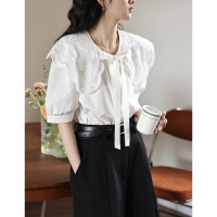 白色[夏天/复古/港味/娃娃衫/高级感/欧货/韩系/日系/港风/轻熟/宽松/港风/小个子/洋气/时尚/职业/休闲] S