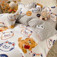 虎淘气 0.9m宿舍床[床单款三件套]-适用150×200被子 卡通老虎床上四件套ins风儿童男孩床品床单被套宿舍床单人