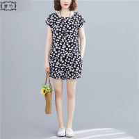 1号花 M 棉绸睡衣女绵绸套装女时尚外穿夏季宽松薄款短袖短裤两件套家居服