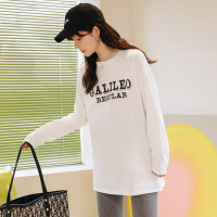 米白色 M 孕妇装春装上衣春秋款时尚孕妇t恤长袖春季宽松大码打底衫中长款