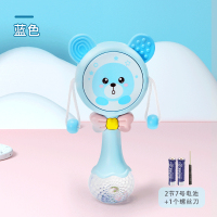 小熊拨浪鼓(蓝)[送电池+螺丝刀] 拨浪鼓婴儿手摇铃玩具可啃咬宝宝抓握2三四4五6个月以上龄儿童0-1