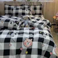 奶瓶熊Y 幼儿园三件套[被套110*150] 奶油风床品梦即 北欧风奶牛被套四件套黑白床上用品单人学生宿舍