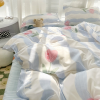 花间舞 [亲肤面料 不褪色不起球] 1.2m宿舍单人床[床单款三件套]-适合150x200cm被芯 春季南通床品四件套床