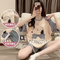 MXR-224#蝴蝶结小狗 L 月子服夏季短袖产后5月份4睡衣夏天薄款棉质孕妇装哺乳家居服套装