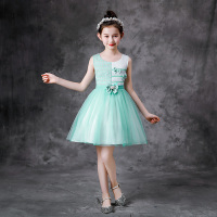 女童绿裙 110cm 六一儿童合唱演出服女童蓬蓬裙小学生表演舞蹈服夏季男童服装套装