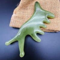 翡翠绿凤尾梳*1 送刮痧图文教程 经络大齿头皮刮痧板牛角个人护理头部面部按摩经络宽齿凤尾梳套装