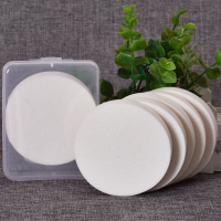 白色湿粉扑6个送1收纳盒 影楼大号圆形湿粉扑干湿两用海绵洗脸化妆细腻柔软气垫粉饼化妆棉