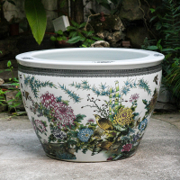 平安图小号直径42cm无赠品 景德镇陶瓷鱼缸养金鱼缸大号庭院家用碗睡莲花盆荷花缸乌龟缸