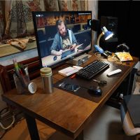 简约实木台式电脑桌家用双人书桌写字学习桌子卧室电竞游戏桌定制