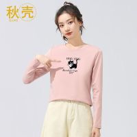 秋壳可爱t恤女2021年春秋季新款韩版宽松休闲白色长袖上衣女ins潮