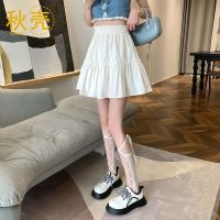 秋壳2022年夏季新款ins风荷叶边褶皱A字短裙休闲百搭松紧高腰裙女