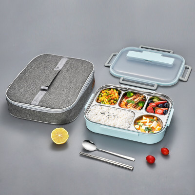 美厨(MAXCOOK)304不锈钢饭盒 加大加深学生保温饭盒便当盒3格餐盘 分隔配餐具