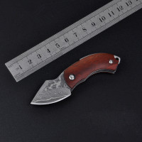 大马士革刀 随身小刀 户外折叠刀 血檀木刀VG10高硬度迷你钥匙扣刀 便携小刀收藏礼品刀 口袋刀钥匙折刀