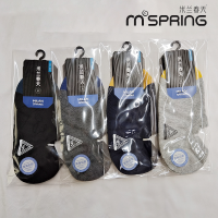 米兰春天时尚贴标直跟男船袜85159