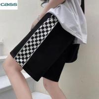 CASS短裤女夏季宽松棋盘格女装休闲运动阔腿显瘦五分裤潮裤子