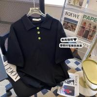 复古港风polo衫女宽松2022夏季新款短袖T恤休闲学生花瓣扣半袖