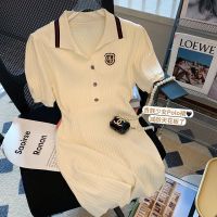 小香风polo针织衫连衣裙女2022夏季新款宽松显瘦设计感小众t恤裙