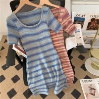 CASS佳适 条纹小香风针织衫连衣裙女2022夏季新款宽松显瘦设计感