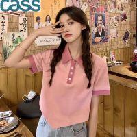 佳适CASS纯棉夏季短袖POLO衫女短款修身正肩T恤设计感不规则上衣