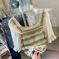 CASS佳适2022年新款复古拼接镂空重工小众编织女夏短款马甲上衣