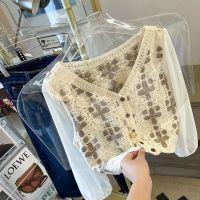 CASS佳适复古拼接镂空重工拼接雪纺袖马甲编织女夏短款背心上衣