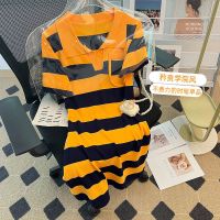 CASS佳适 polo领短袖连衣裙女夏季2022年新款显瘦气质针织裙子