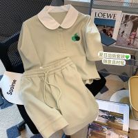 CASS佳适 时尚休闲撞色娃娃领套装女夏季2022新款两件套短裤女
