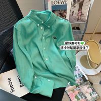 CASS佳适 高级感别致polo领衬衫女防晒2022新款复古宽松长袖衬衣