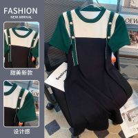 CASS佳适 赫本冰丝针织连衣裙女春夏假两件设计感小众打底裙子